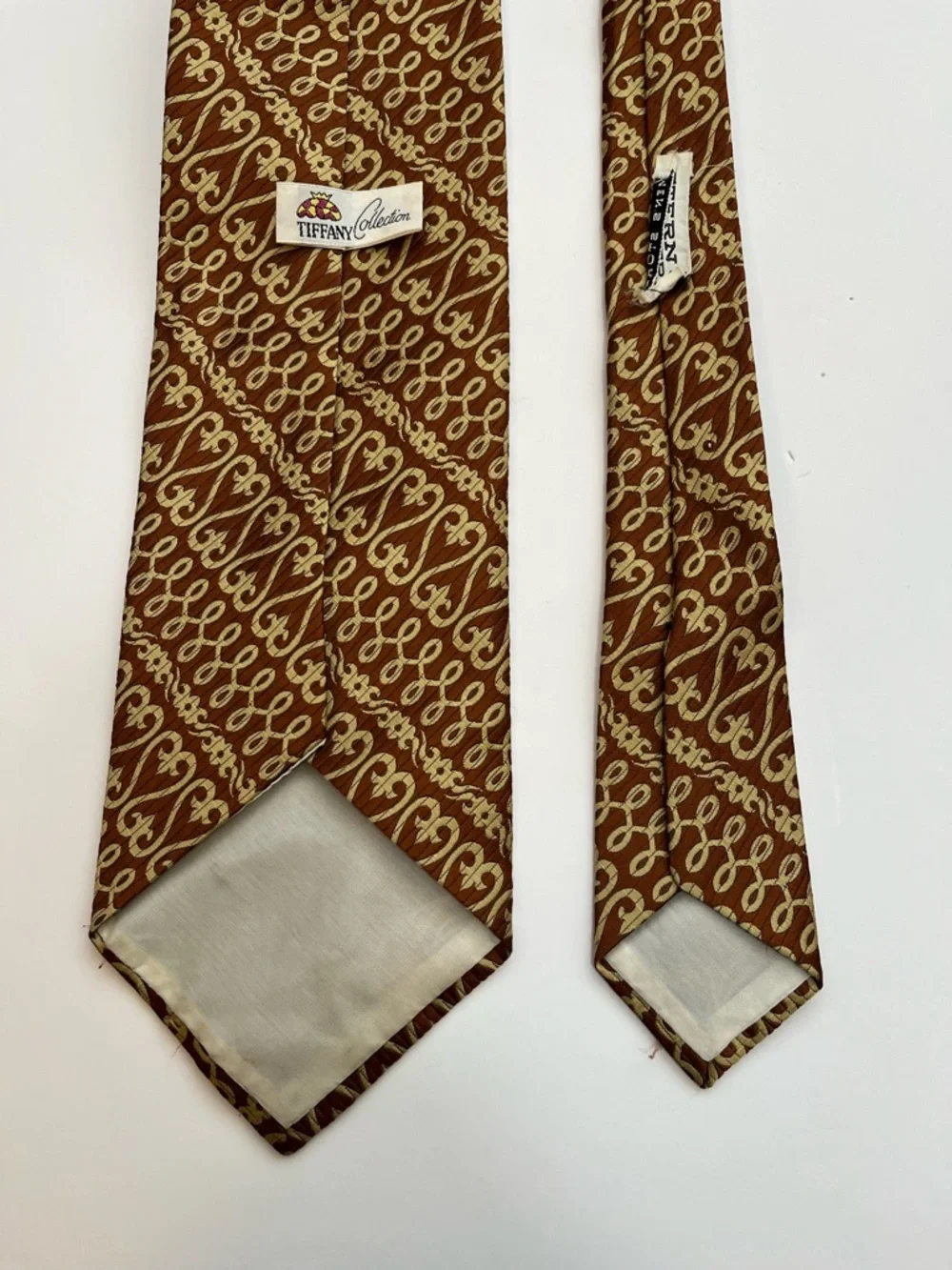 VTG Stern Brothers Tiffany Collection geometric pattern brown and yellow tie